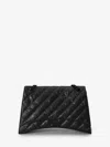 Balenciaga Patent Leather Shoulder Bag With Frontal Monogram In Black