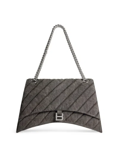 Balenciaga Women's Crush Large Chain Quilted Denim Bag In Black