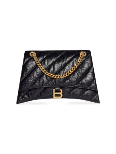 Balenciaga Women's Crush Medium Chain Bag Quilted In Black