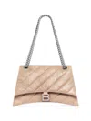 Balenciaga Women's Crush Medium Chain Bag Quilted In Light Beige