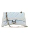 Balenciaga Light Blue Denim Crush M Shoulder Bag In Denim