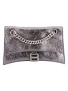 Balenciaga Creased Effect Metallic Mini Shoulder Handbag In Silver
