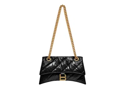 Pre-owned Balenciaga Women's Crush Small Chain Bag Quilted In Black