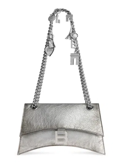 Balenciaga Women's Crush Small Chain Bag With Dirty Effect In Gray