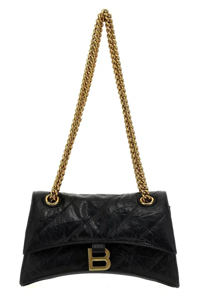 Balenciaga Small Leather Crush Shoulder Bag In Black