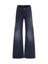 Balenciaga Women Blue Five-pocket Jeans With Curved Waist And Faded Effect In Cotton Woman In Black