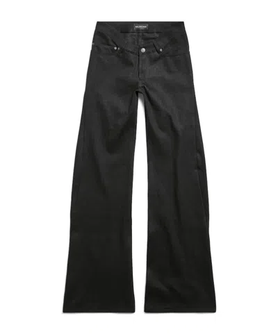 Balenciaga Women's Curved Waist Pants In Black