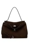 Balenciaga Women Dark Brown Suede Medium Rodeo Handbag In Brown