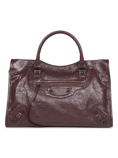 Balenciaga Women Dark Burgundy Le City Medium Bag In Multi
