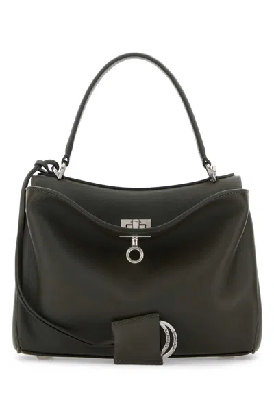 Balenciaga Women Dark Green Leather Mini Rodeo Handbag In Black