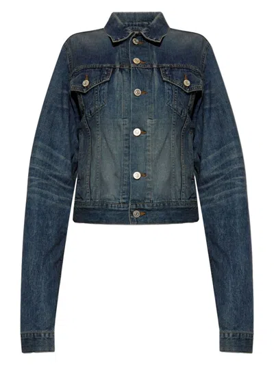 BALENCIAGA WOMEN'S DENIM FITTED JACKET