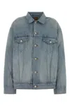 Balenciaga Light Blue Vintage-effect Denim Jacket Women In Blue