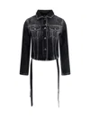 Balenciaga Denim Jacket With Ribbon In Black