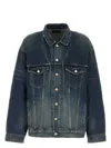 Balenciaga Blue Jacket With Classic Collar And Maxi Logo Print On The Rear In Denim Man
