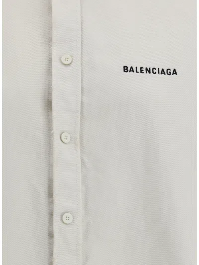 Balenciaga Women Denim Shirt Jacket In White