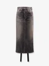 Balenciaga Women Denim Skirt With Laces Interwining In Dark Grey