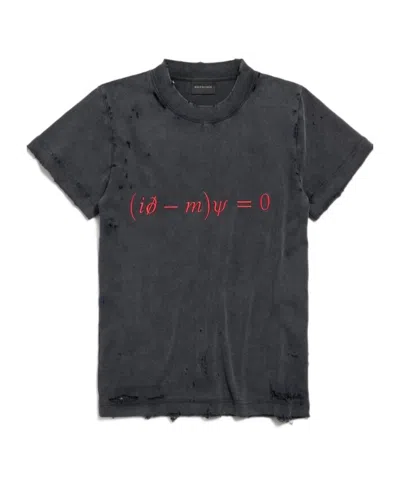 BALENCIAGA WOMEN'S DIRAC EQUATION FITTED T-SHIRT IN WASHED BLACK/RED
