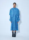 Balenciaga Midi Dress With Bow And Print In Blue