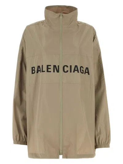 Balenciaga Elastic Cuffs Micro Faille Windbreaker In Brown
