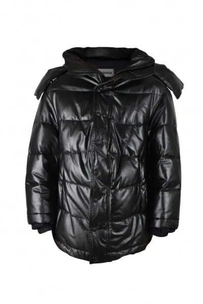 Balenciaga Quilted Removable-hood Down Jacket In Black