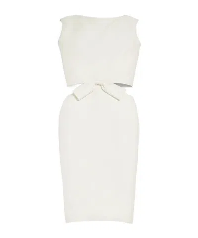 Balenciaga Sleeveless Bow Draped-back Cutout Midi Dress In White