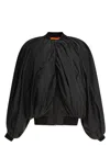 Balenciaga Black Bomber Draped Jacket With Elastic Rear Hem In Tech Fabric Woman