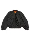 Balenciaga Draped Black Bomber Jacket In Technical Micro-faille In Black