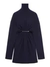 Balenciaga Women Draped Knit Mini Dress In Blue