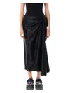 Balenciaga Asymmetric Frayed Gathered Draped Satin Midi Skirt