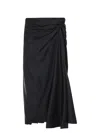 Balenciaga Asymmetric Frayed Gathered Draped Satin Midi Skirt