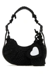 Balenciaga Women Embellished Denim Le Cagole Xs Shoulder Bag In Black