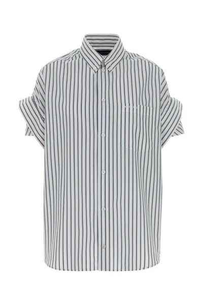 Balenciaga Women Embroidered Poplin Oversize Shirt In White