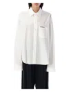 Balenciaga White Shirt With Lettering Logo Embroidered On The Front In Cotton Woman In White