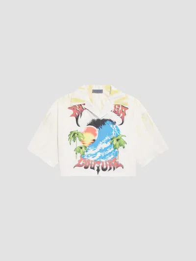 Balenciaga Women's Extreme Tie Dye Bowling Shirt In White