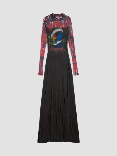 Balenciaga Women's Extreme Tie Dye Long Sleeve Dress In Black