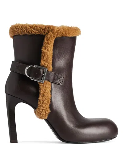 Balenciaga Fargo Bootie H100 Shearling-trim Ankle Boots In Black
