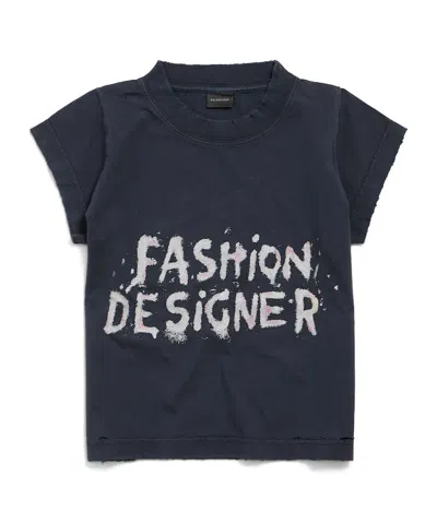 Balenciaga Women's Fashion Designer Shrunk T-shirt In Faded Black
