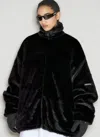 Balenciaga Women Faux-fur Zip-up Jacket In Black