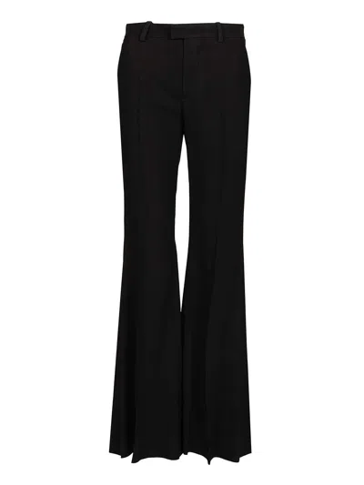 Balenciaga Women Flared Trousers In Black Flowing Viscose