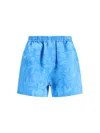 Balenciaga Floral-print Elastic-waist Shorts In Blue
