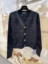 Balenciaga Women's Fluffy Cardigan In Black In Black