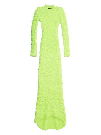 Balenciaga Women's Fluffy Maxi Dress In Green