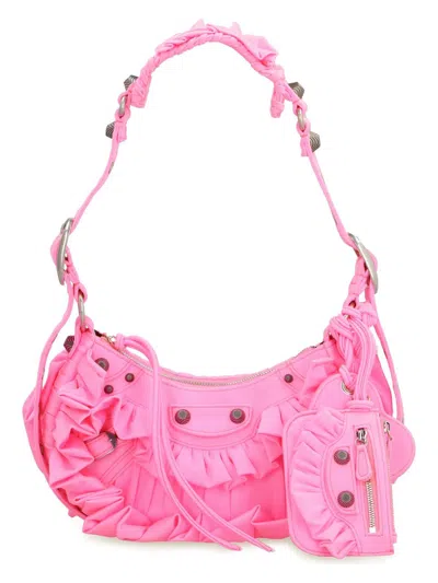 BALENCIAGA WOMEN'S FLUO FABRIC LE CAGOLE XS SHOULDER BAG