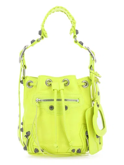 BALENCIAGA WOMEN'S FLUO LEATHER LE CAGOLE XS BUCKET BAG