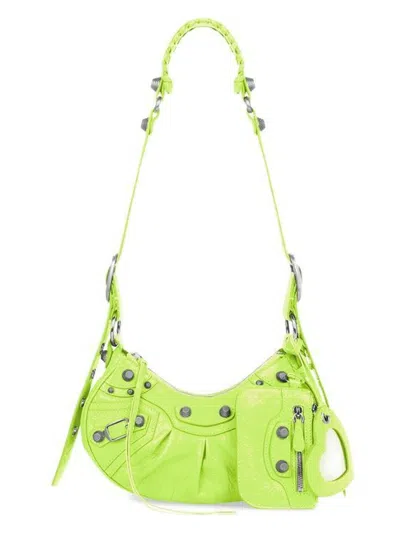 BALENCIAGA WOMEN'S FLUO NAPPA LEATHER LE CAGOLE XS SHOULDER BAG