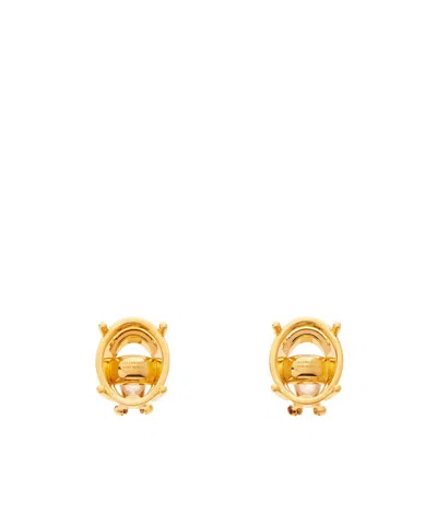Balenciaga Women's Frame Oval Earrings In Shiny Gold