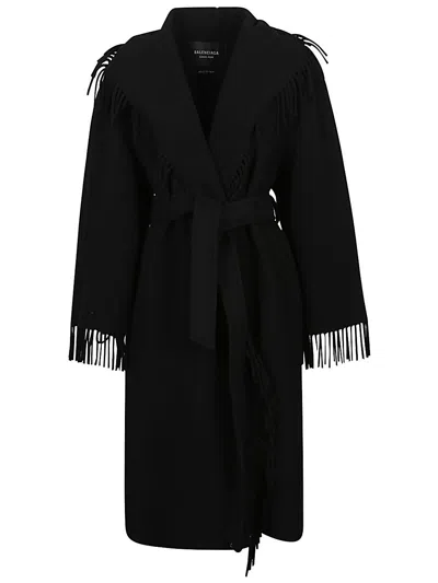 Balenciaga Women Fringe Coat In Black