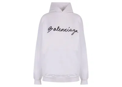 Pre-owned Balenciaga Women's Frontal Iconic Logo Sweatshirt In White