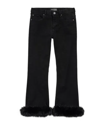 Balenciaga Women's Fur Trim Flared Capri Pants In Black In Pattern