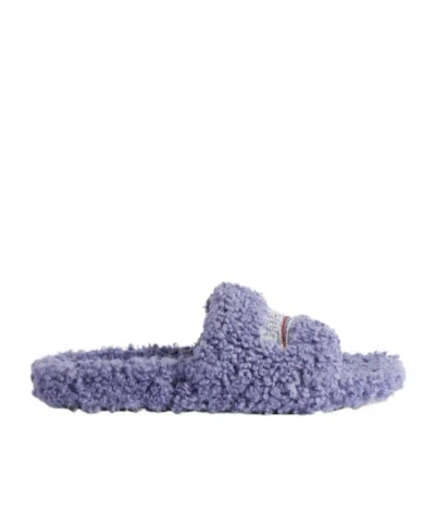 Balenciaga Women's Furry Open Mule In Hortensia/crystal/red In Blue